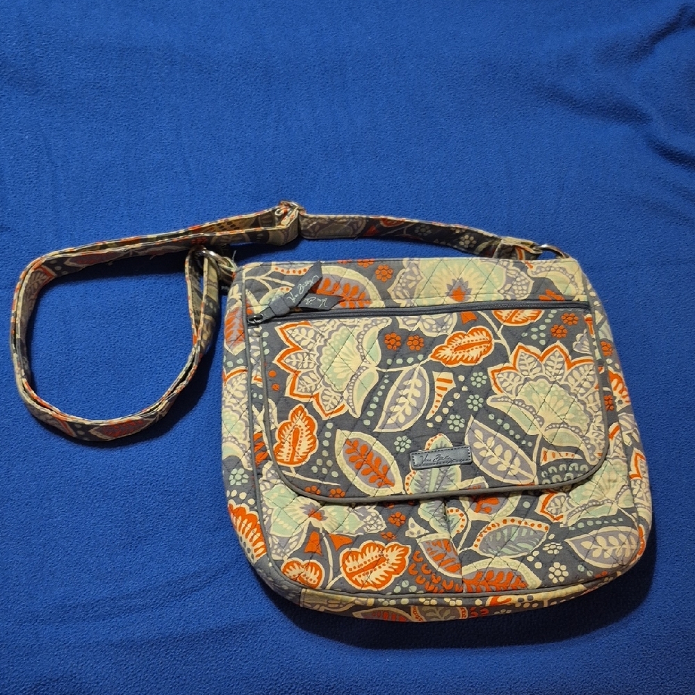 EUC Vera Bradley Blue and Orange Leafy Crossbody Bag